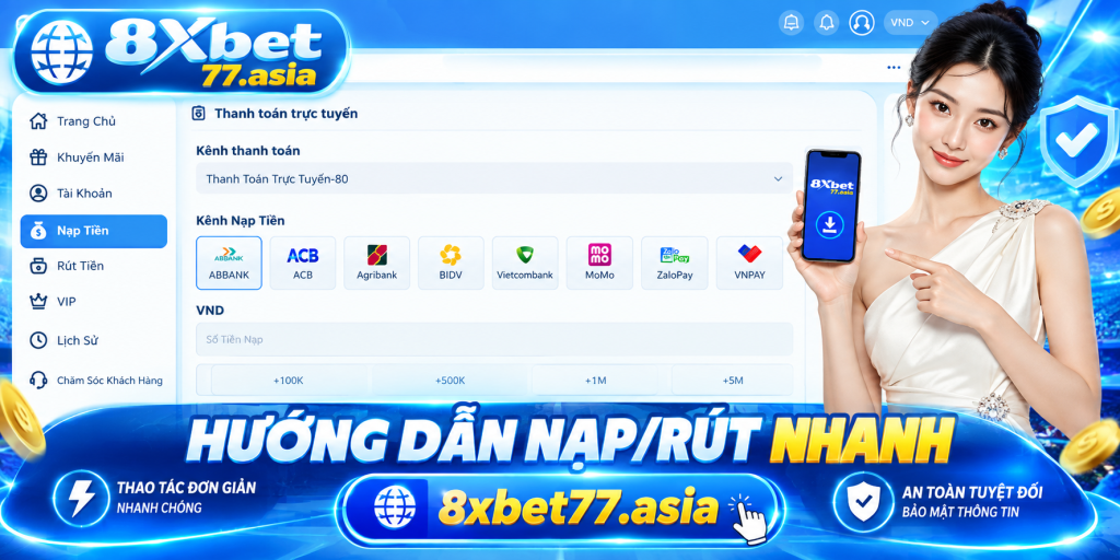 Rút tiền 8xbet minh họa bằng bàn tay chạm vào màn hình điện thoại Android và chồng đồng xu vàng phía trước
